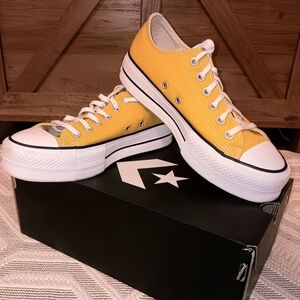 Converse Yellow Canvas Low Top Sneakers